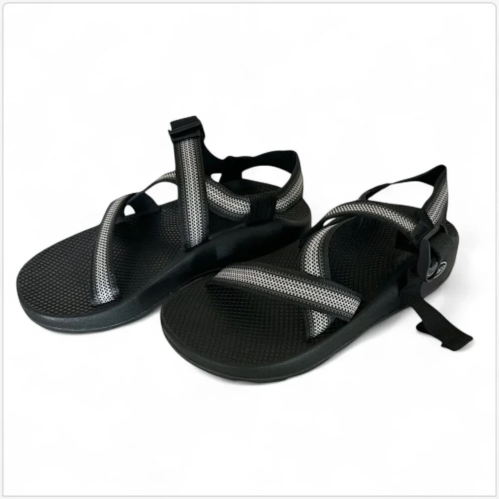 Chaco Split Gray Stripe Black Z/1 Adjustable Strap Classic Sandals New Men's 9W